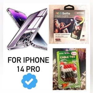 IPhone 14 Pro Clear Case - RGB Selfie Heart Light - Cable Ties